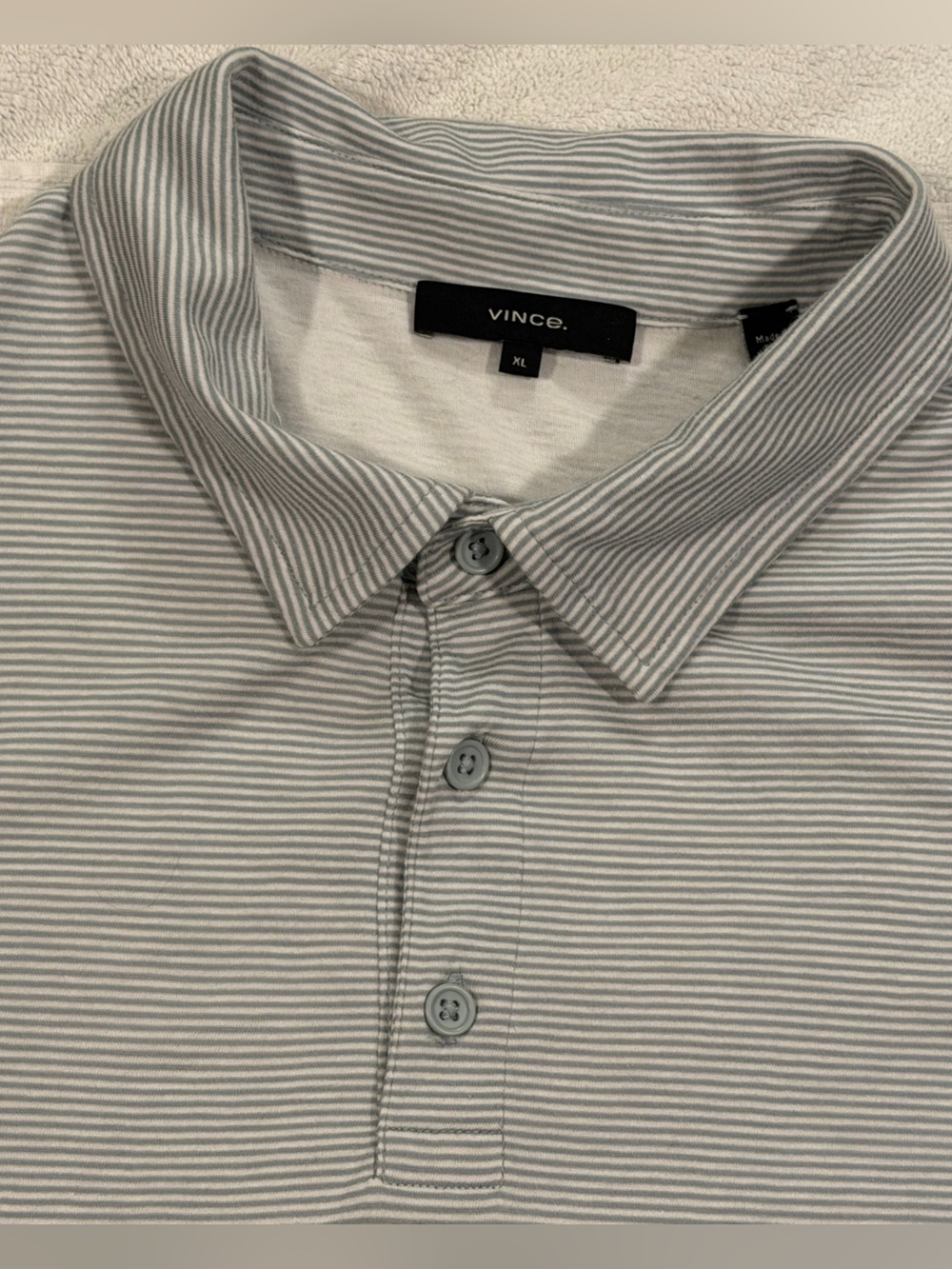 Vince Size XL Men's Grey Pinstripe Polo Shirt
